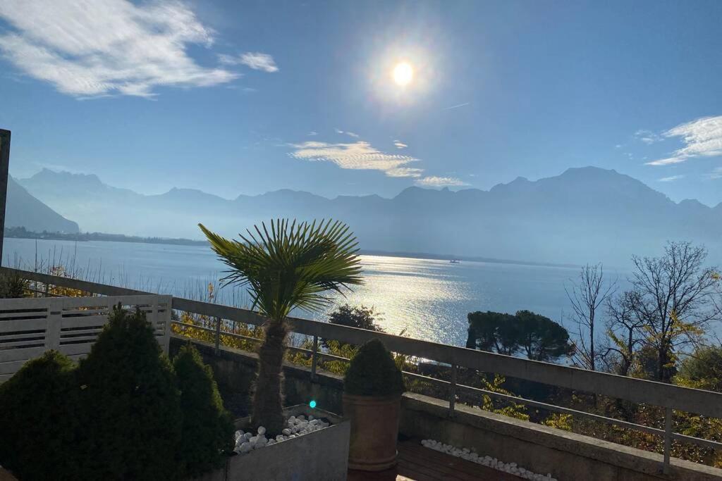studio vue panoramique sur le lac léman Veytaux Exterior foto