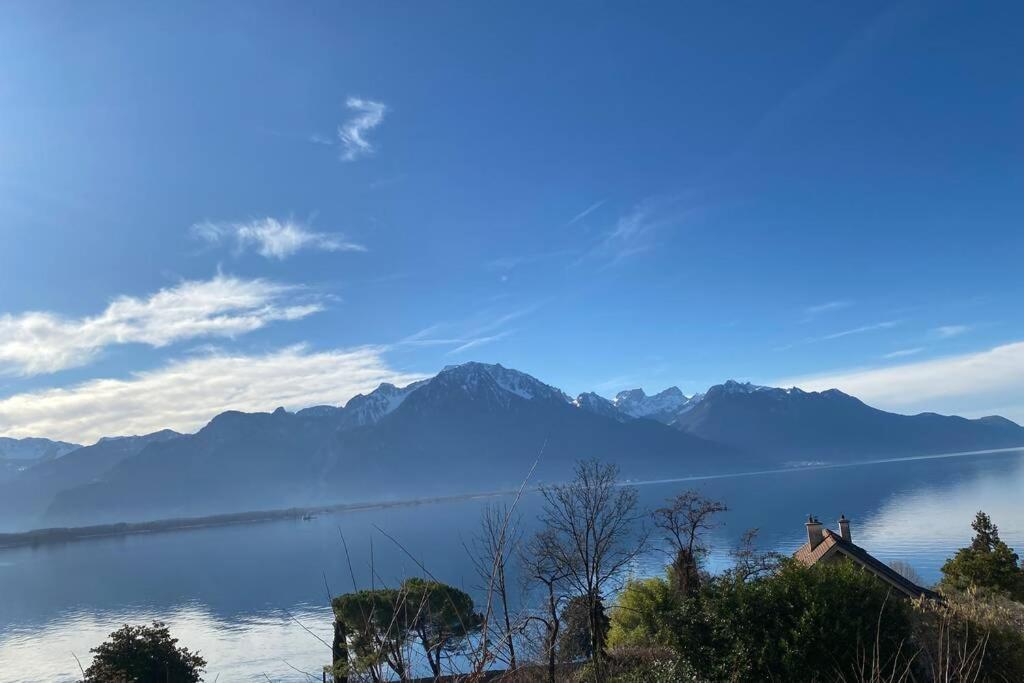 studio vue panoramique sur le lac léman Veytaux Exterior foto