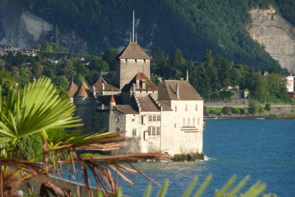 studio vue panoramique sur le lac léman Veytaux Exterior foto